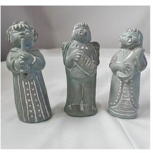 Isabel Bloom set of 3 5 1/2" Stone Angel Musician  Figurines 1980s Signed